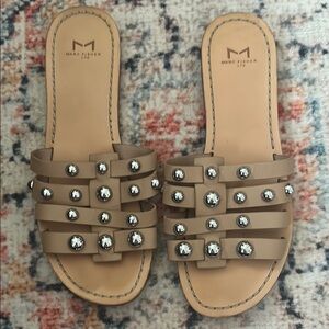 Marc Fisher Tan Studded Sandals